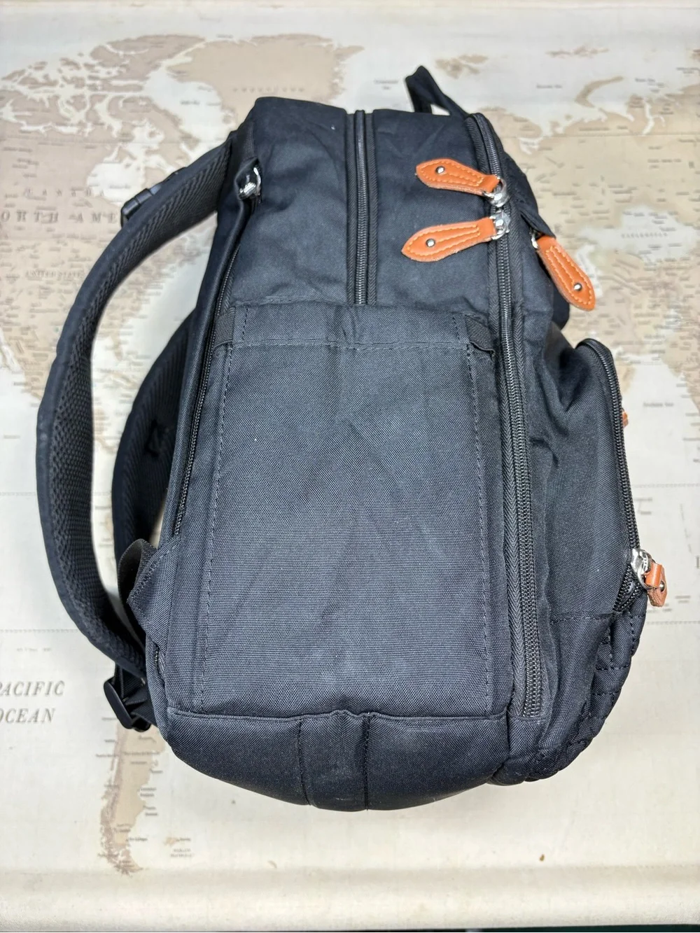 BabbleRoo Black Diaper Bag Backpack Changing Pad Pacifier Case Multi Pocket Baby